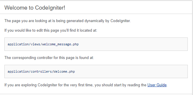 CodeIgniter Welcome Page